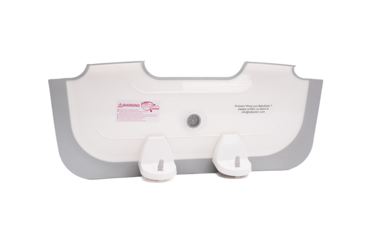 Award winning BabyDam Bathwater Barrier back grey